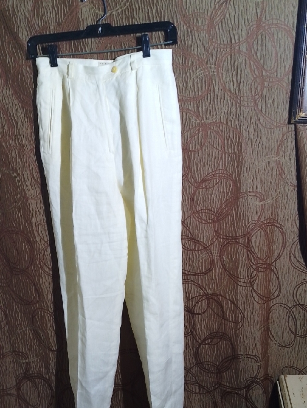 Joseph Abboud Off-White High-Waist Pleated Trousers